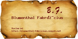 Blumenthal Fabrícius névjegykártya